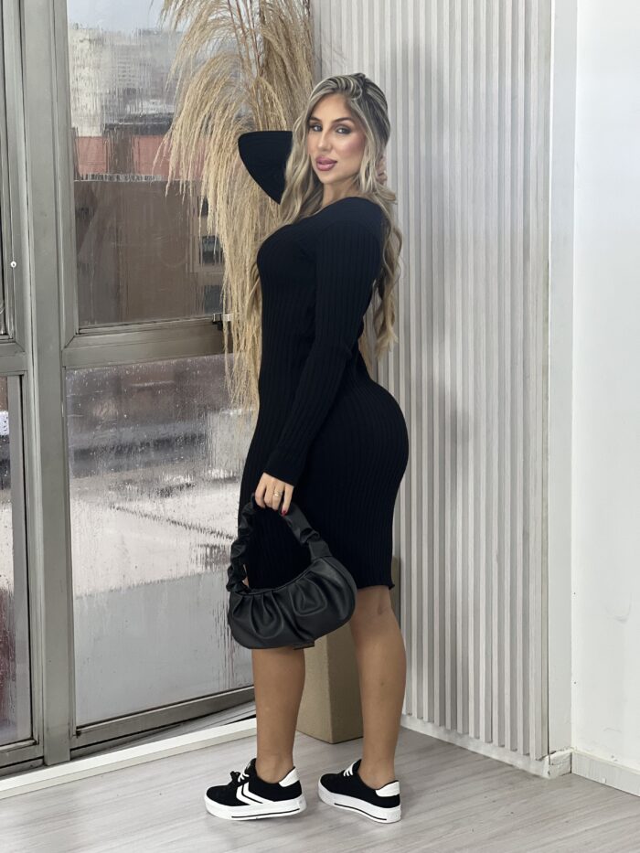 vestido manga longa modal michele preto vestido manga longa modal michele preto