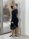 vestido manga longa modal michele preto