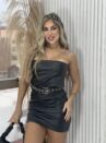 vestido courino/couro fake tuani preto