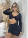 vestido lisa poliamida preto