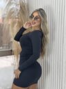 vestido lisa poliamida preto