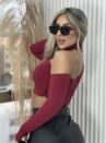cropped manga longa bad mi bordo