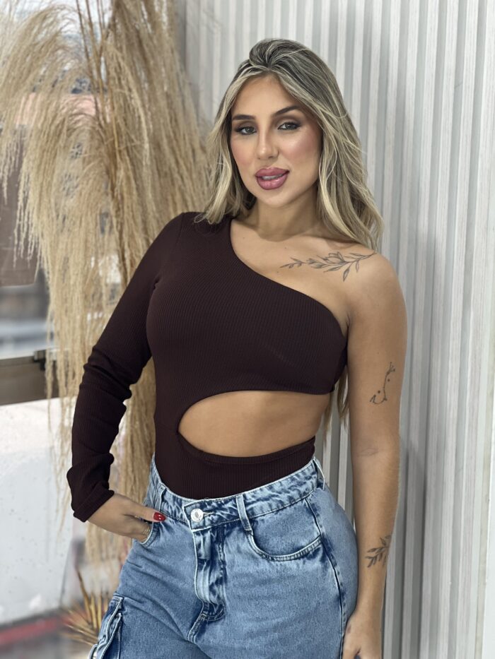 body manga longa suzi marrom