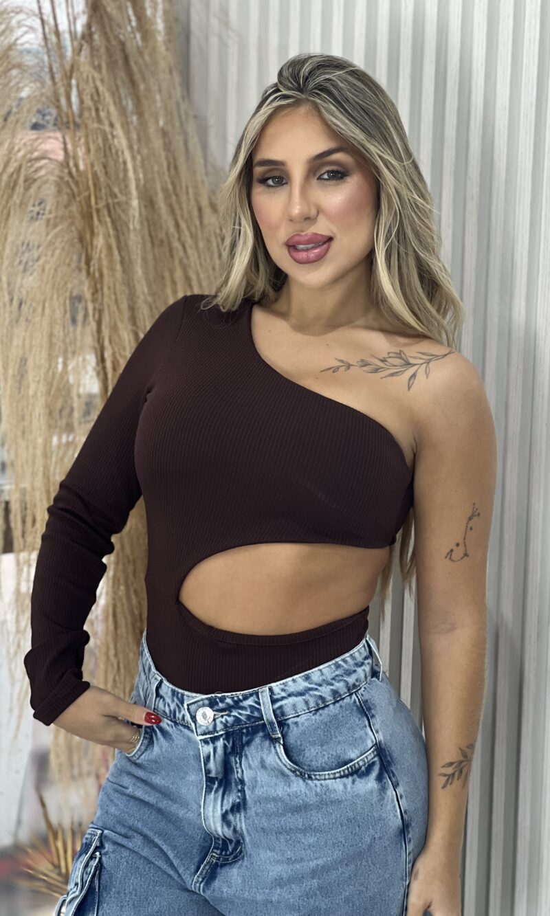 body manga longa suzi marrom