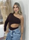 body manga longa suzi marrom