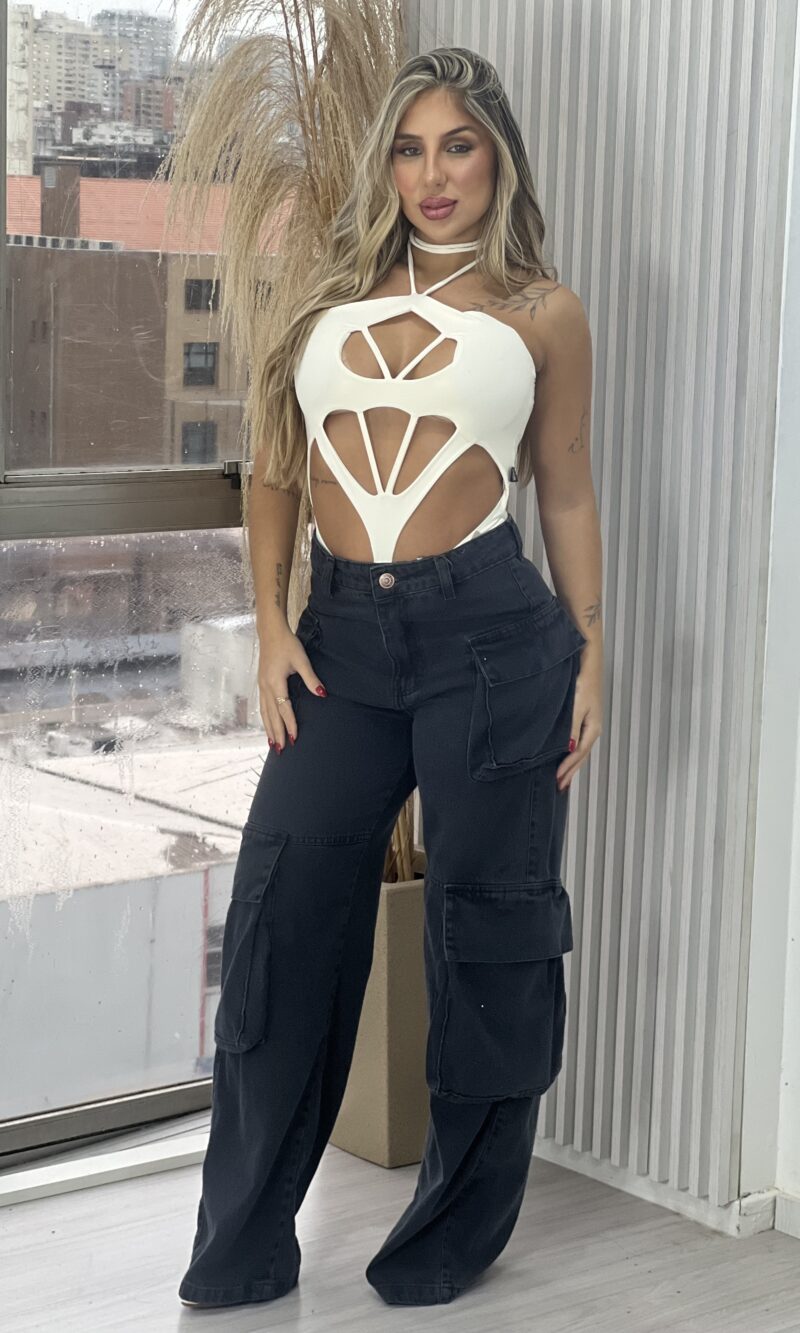 calça jeans cargo wide leg ludmila calça jeans cargo wide leg ludmila