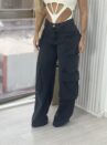 calça jeans cargo wide leg ludmila