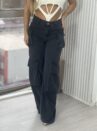 calça jeans cargo wide leg ludmila
