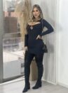 vestido lisa poliamida preto