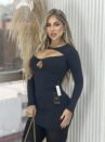 vestido lisa poliamida preto