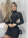 vestido midi manga longa sabrina preto