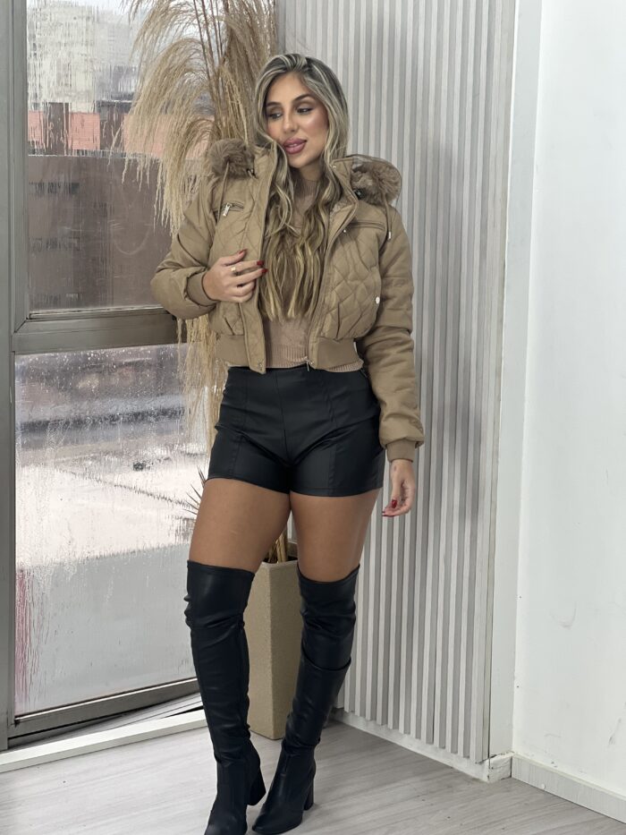 jaqueta courino patricia bege jaqueta courino patricia bege