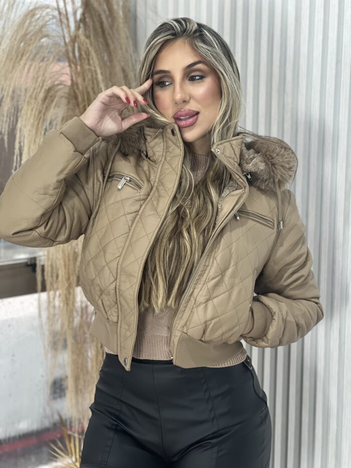 jaqueta courino patricia bege jaqueta courino patricia bege