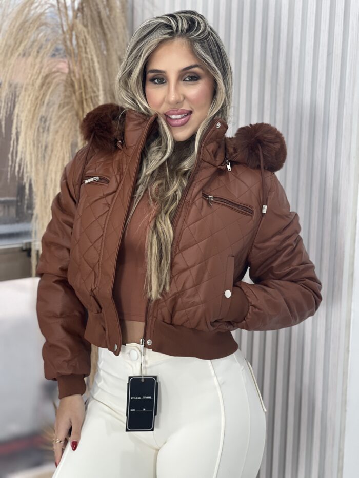 jaqueta courino caramelo