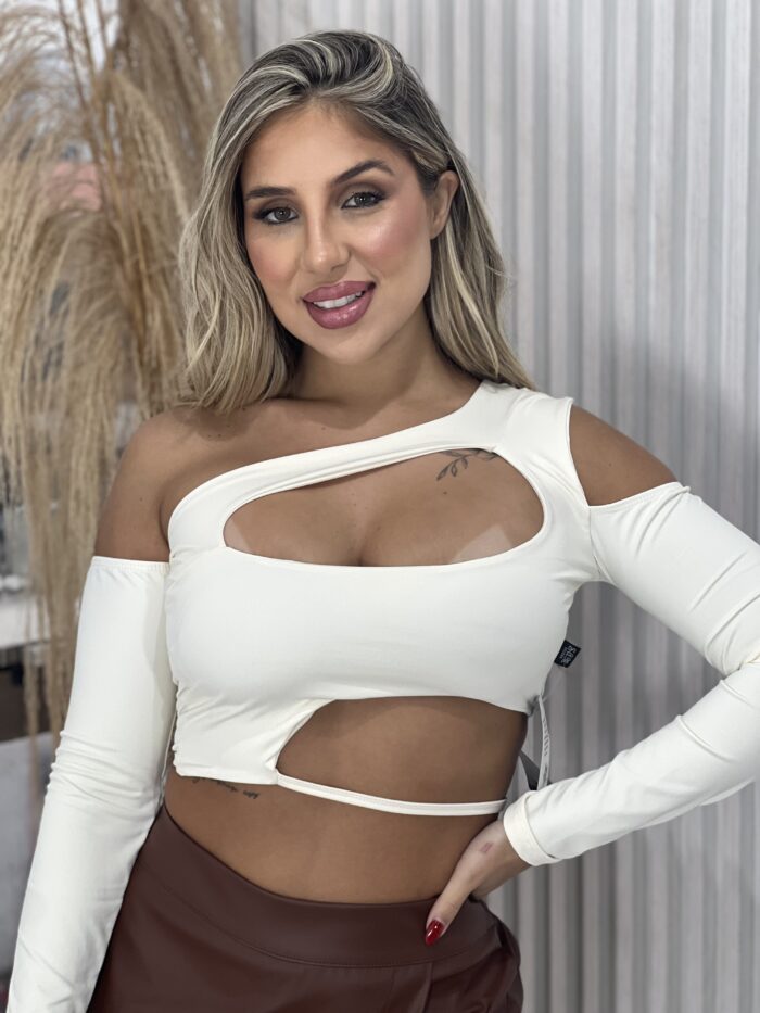 cropped manga longa amanda creme