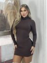 vestido manga longa mimas marrom