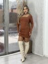 vestido manga longa poliamida katrin caramelo