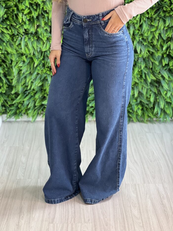calça jeans wide leg jéssy