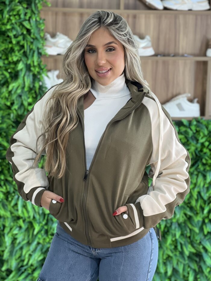 jaqueta amanda verde/off white