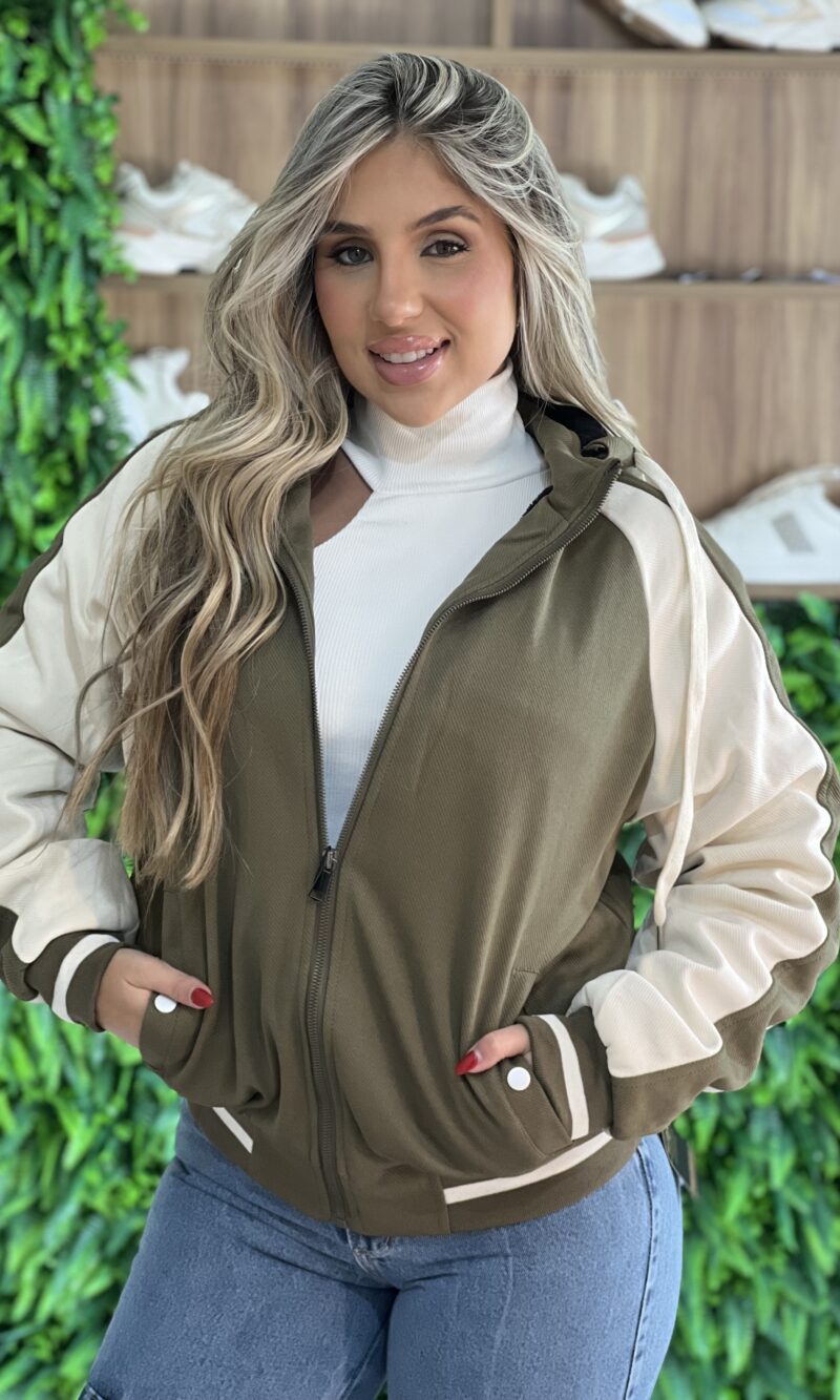 jaqueta amanda verde/off white