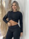 cropped manga longa lili preto