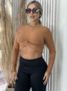 cropped manga longa lili caramelo