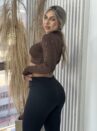 cropped manga longa marrom