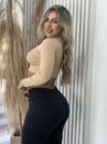 cropped manga longa bege