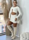 vestido manga longa lumena off white
