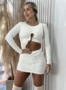 vestido manga longa lumena off white
