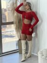 vestido manga longa lumena vermelho