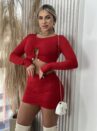vestido manga longa lumena vermelho
