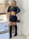 vestido manga longa lumena preto