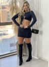 vestido manga longa lumena preto
