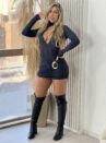 vestido manga longa poliamida carol preto