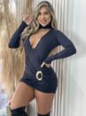 vestido manga longa poliamida carol preto
