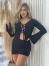 vestido manga longa rebeca preto