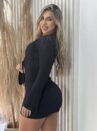 vestido manga longa rebeca preto