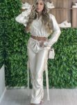 conjunto manga longa acetinado zuri champagne