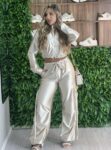 conjunto manga longa acetinado zuri champagne