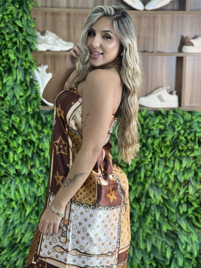 lenço multifuncional cetim seda flor marrom/bege lenço multifuncional cetim seda flor marrom/bege