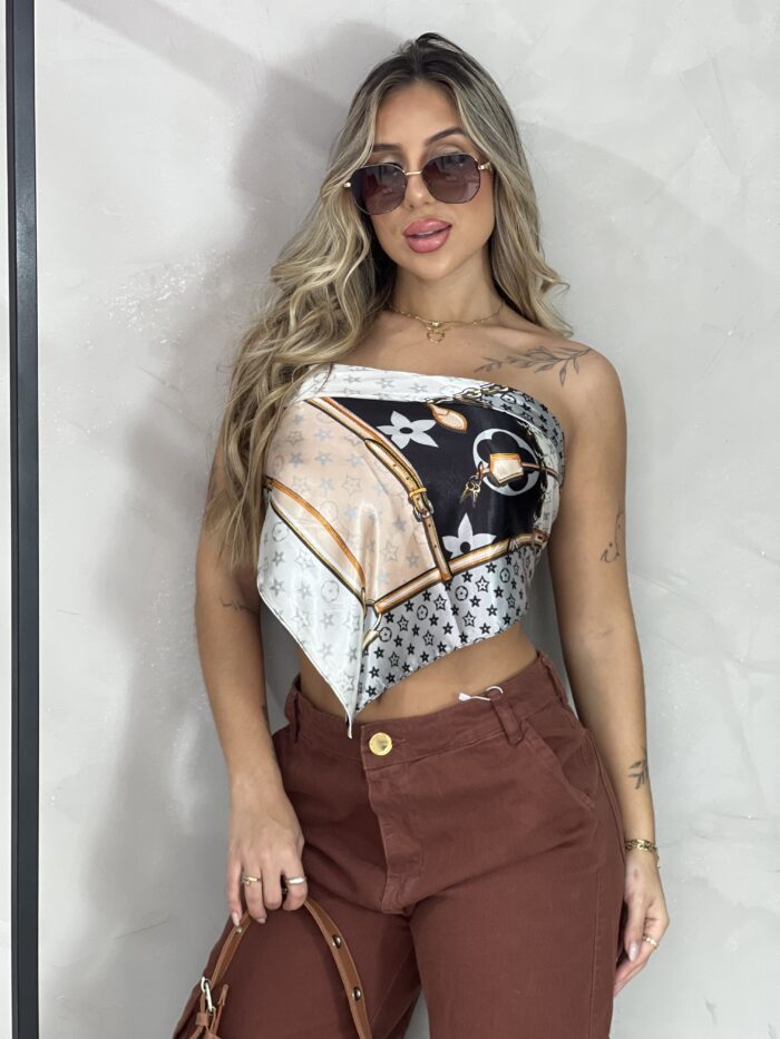 lenço multiformas cetim seda flor preto/off white lenço multiformas cetim seda flor preto/off white