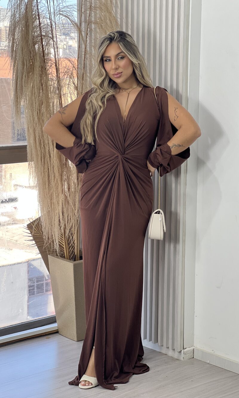vestido longo caty marrom vestido longo caty marrom