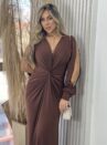 vestido longo caty marrom