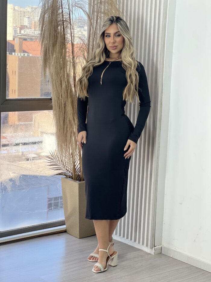 vestido midi manga longa capitu preto vestido midi manga longa capitu preto