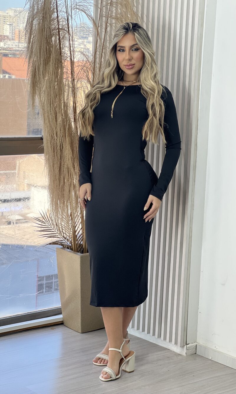 vestido midi manga longa capitu preto vestido midi manga longa capitu preto