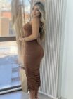 vestido midi manga longa janete marrom