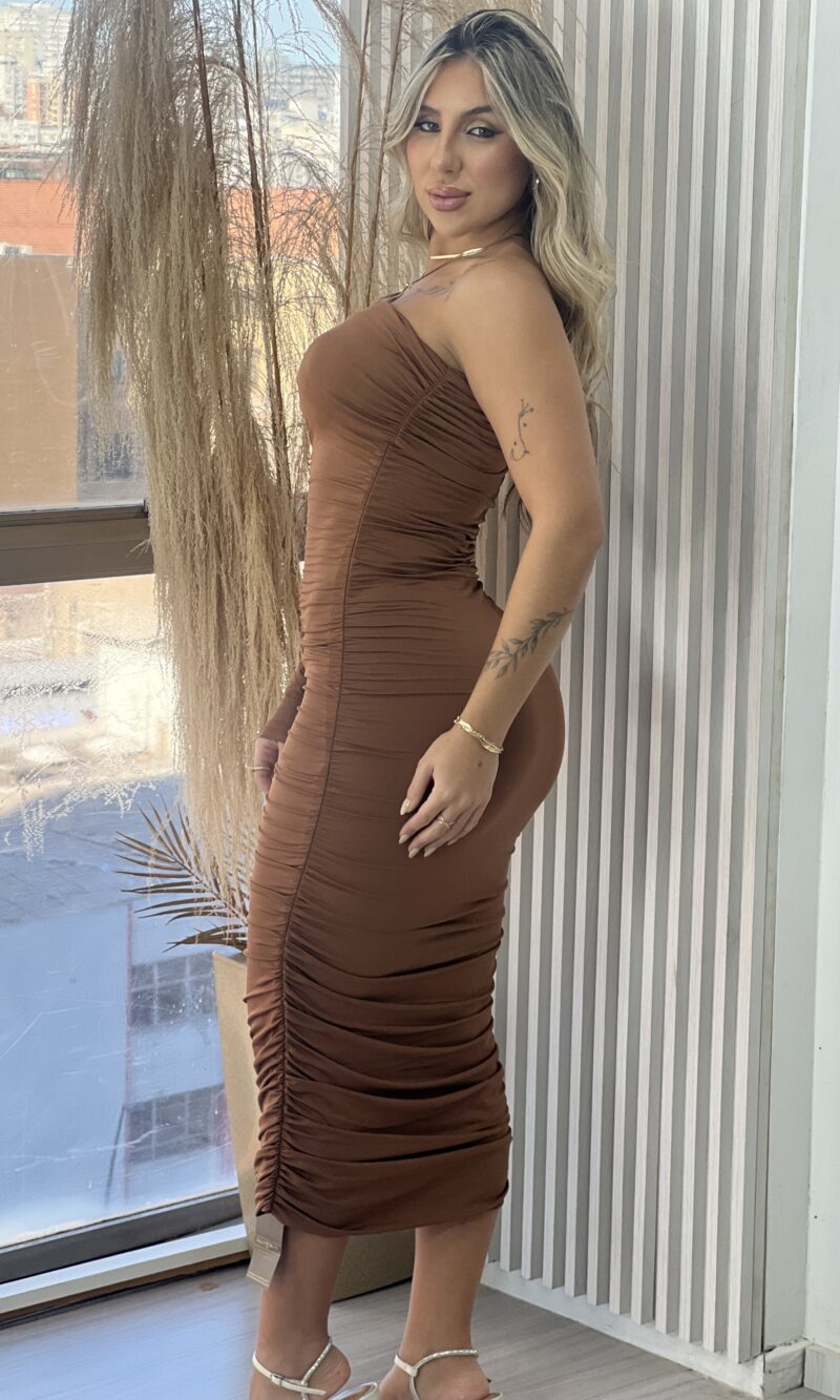 vestido midi manga longa janete marrom vestido midi manga longa janete marrom