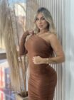 vestido midi manga longa janete marrom