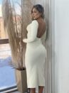vestido midi manga longa mileidy off white